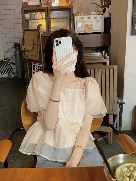 （清仓现货）【社群供G】2022新款设计感小众泡泡袖法式甜美别致上衣2 商品图1