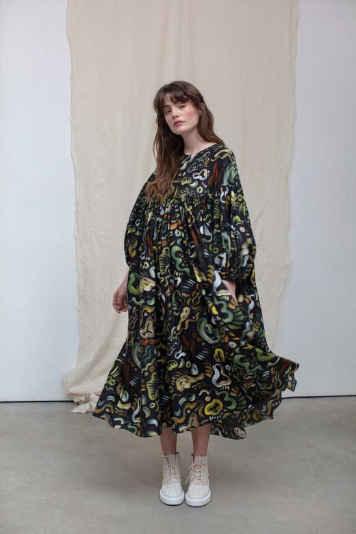 Toogood  植物手绘印花/樱花粉/姜黄色EMBROIDERER廓形连衣裙 商品图3