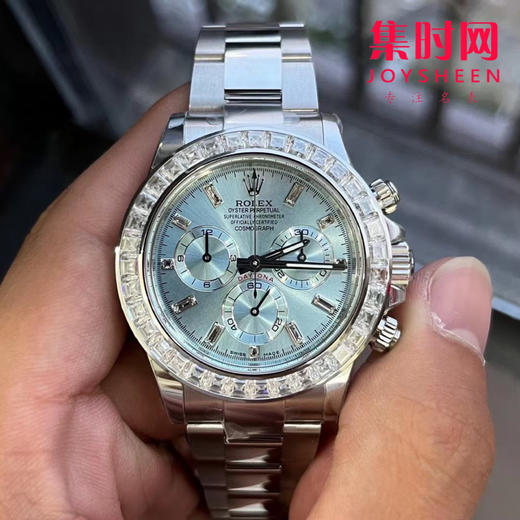 劳力士 宇宙计型迪通拿系列 冰蓝面冰糖迪钻圈 男士腕表 表盘尺寸：40mm×12.4mm 实测！
机芯：搭载改Cal.4130全自动机械机芯 商品图0