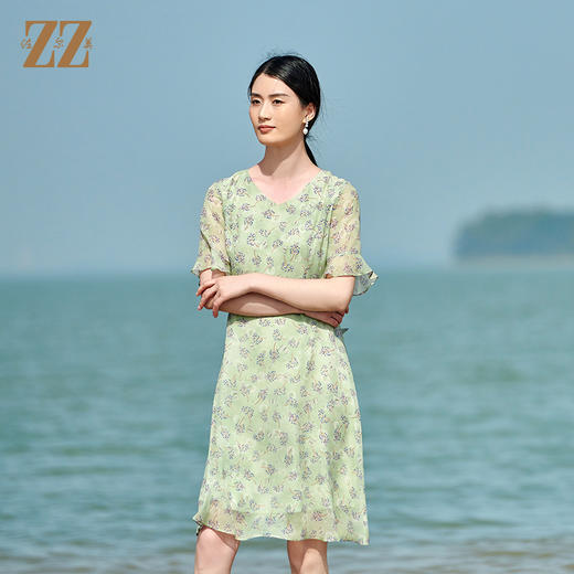 佐尔美夏季新款 桑蚕丝真丝乔其连衣裙女E22LS51 商品图0