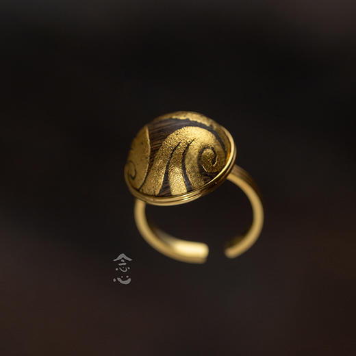 戒指 | 沉香半圆描金戒指 商品图2