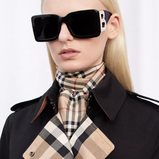 BURBERRY 巴宝莉 女士Vintage 格纹和徽标印花真丝紧身围巾 8028950 A7026 商品图3