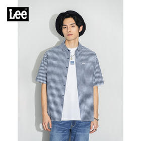 Lee商场同款22春夏新品舒适版格纹多色男短袖衬衫潮LMT001613100