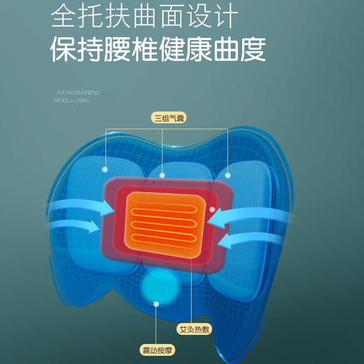 奕佳  腰部按摩器 腰疼神器 热敷气囊按摩垫   AVS-M1 商品图3