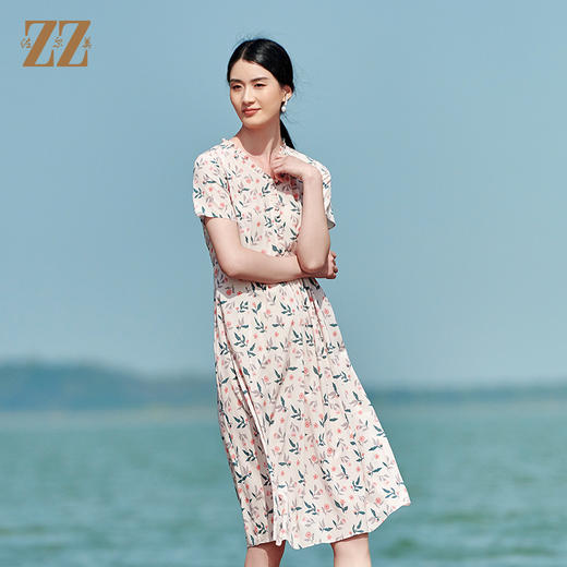 佐尔美夏季新款 桑蚕丝真丝弹力双绉连衣裙女E22LS89 商品图2
