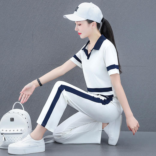 短袖休闲，运动服套装宽松显瘦时尚漂亮翻领两件套TR-2015 商品图2