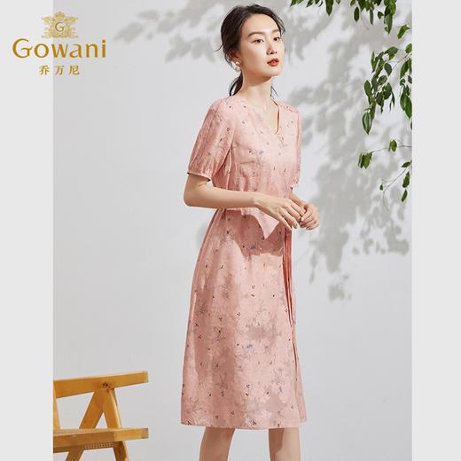 乔万尼真丝桑蚕丝连衣裙新款夏季短袖收腰显瘦裙EF2E410 商品图2
