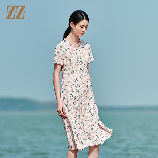 佐尔美夏季新款 桑蚕丝真丝弹力双绉连衣裙女E22LS89 商品图4