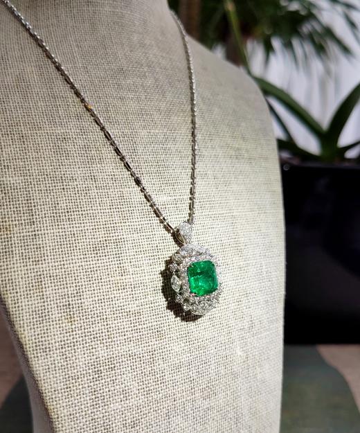 4.58克拉豪镶vivid green祖母绿戒指吊坠两用款 商品图7