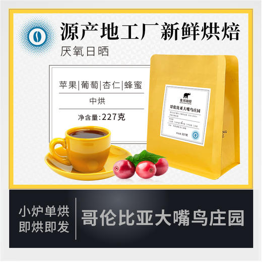 象邦哥伦比亚大嘴鸟庄园厌氧日晒中烘咖啡豆现烘手冲227g可磨粉 商品图0