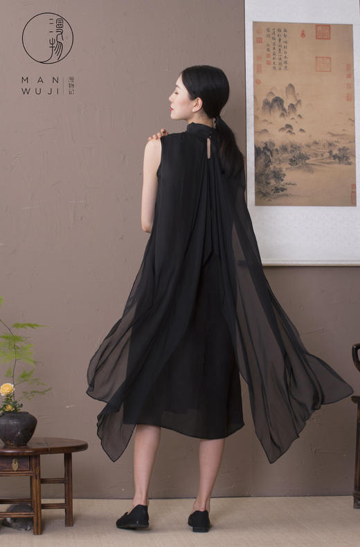 漫物记提花黑胶纱立领飘纱背心裙XYS-011 商品图2