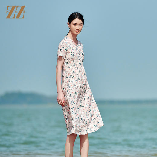 佐尔美夏季新款 桑蚕丝真丝弹力双绉连衣裙女E22LS89 商品图3