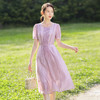 紫色方领女连衣裙女夏季显瘦高级感2022年新款气质裙子 FGYC1828 商品缩略图0