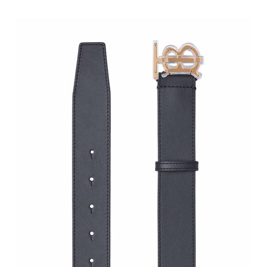 BURBERRY 巴宝莉 男士 Monogram TB专属标识图案皮革腰带 黑色 8051512 A1189 商品图1