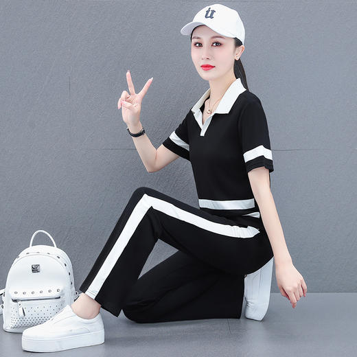 短袖休闲，运动服套装宽松显瘦时尚漂亮翻领两件套TR-2015 商品图4