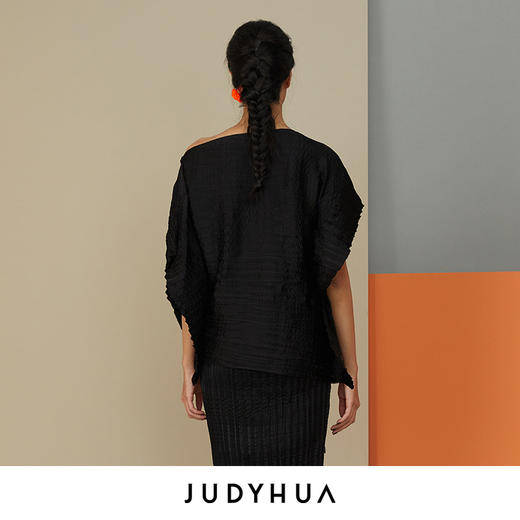 JUDYHUA 一字领皱褶上衣 商品图2