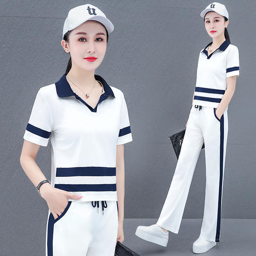 短袖休闲，运动服套装宽松显瘦时尚漂亮翻领两件套TR-2015 商品图0