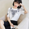 短袖白色小衫女2022夏薄款设计感小众上衣百搭显瘦刺绣雪纺衫 NSM1903 商品缩略图0