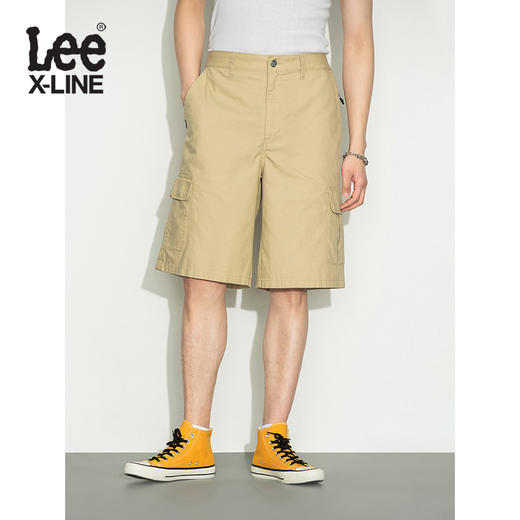 LeeXLINE 22春夏新品松紧腰工装口袋米色男短裤LMB000061100-97W 商品图0