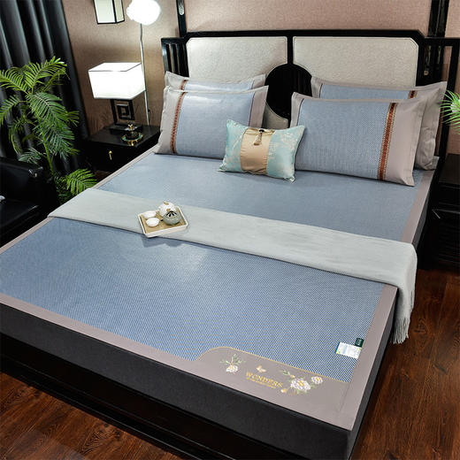 HMX033 可折叠绣球花冰藤双面凉席 商品图1