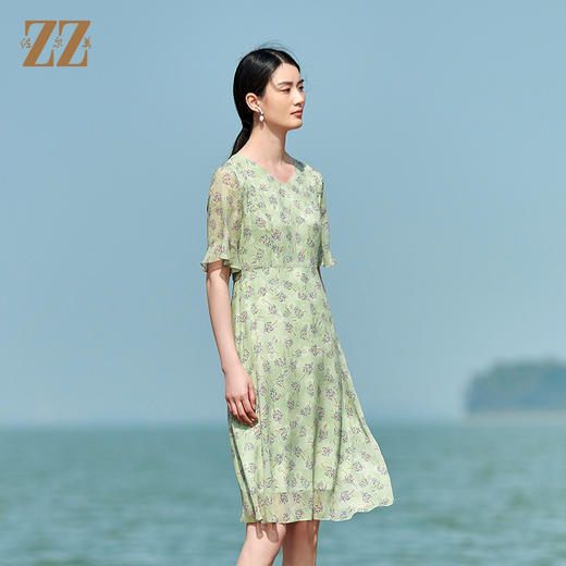 佐尔美夏季新款 桑蚕丝真丝乔其连衣裙女E22LS51 商品图2