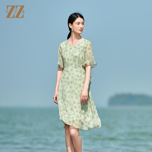 佐尔美夏季新款 桑蚕丝真丝乔其连衣裙女E22LS51 商品图3