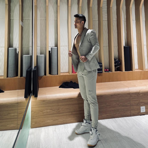 男装修身西服套装/单西 霸道总裁范 亚麻灰格子 进口稀缺面料 J204M4662 商品图1