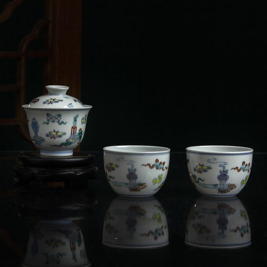 青花斗彩博古纹套组 商品图1