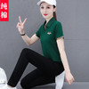 时尚撞色翻领运动套装，夏季洋气减龄中年妈妈短袖Polo衫休闲两件套TR- JB608 商品缩略图3