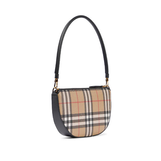 BURBERRY 巴宝莉 女士小号格纹帆布和皮革单肩 Olympia 埃伦匹亚包 8058006 A1189 商品图1