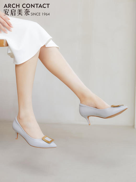 ARCHCONTACT安启美奈方扣小高跟单鞋52721 商品图0