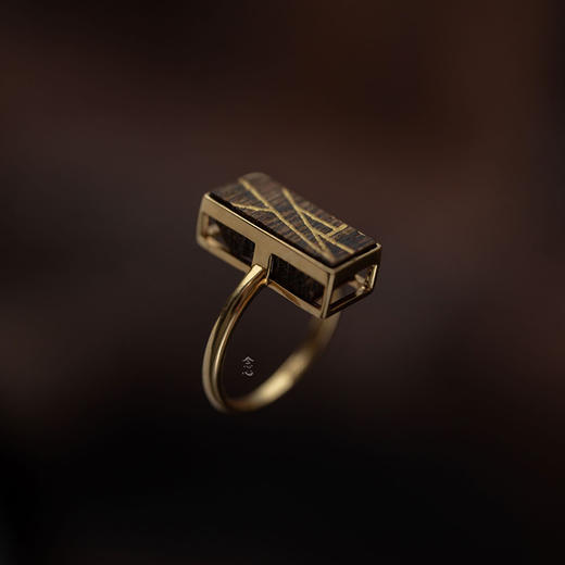 戒指 | 沉香对径长方形描金戒指 商品图4