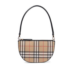 BURBERRY 巴宝莉 女士小号格纹帆布和皮革单肩 Olympia 埃伦匹亚包 8058006 A1189