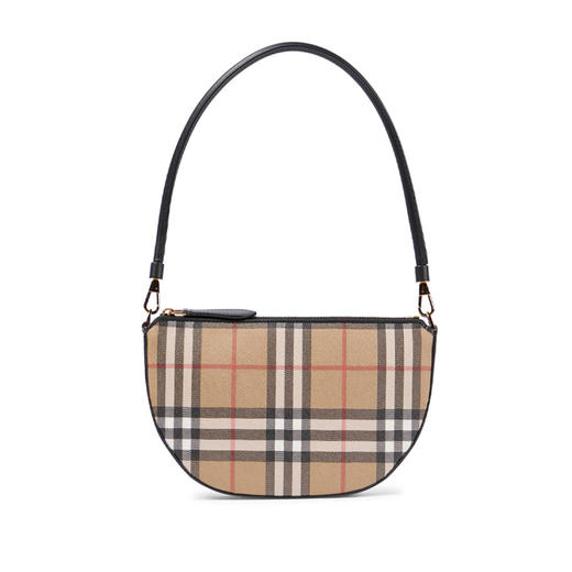 BURBERRY 巴宝莉 女士小号格纹帆布和皮革单肩 Olympia 埃伦匹亚包 8058006 A1189 商品图0