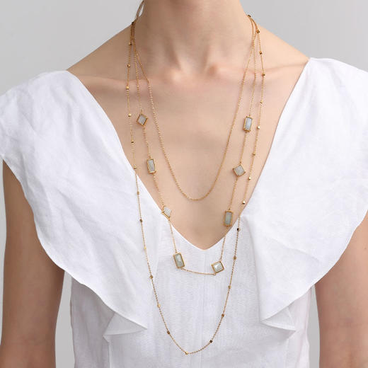 天然翡翠长方形三长项链 Tracey Chen 商品图2