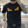 F1NDI 22夏季裂纹小怪兽恶魔眼胶印纯色T恤衫男宽松短袖 商品缩略图0