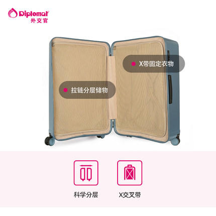 diplomat外交官万向轮行李箱女小24英寸登机拉杆箱密码锁旅行箱男 商品图3