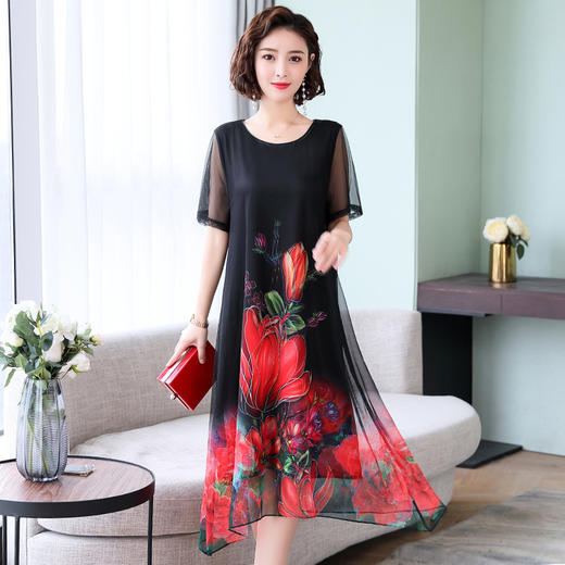 气质印花，夏季时简约个性拼色3D效果宽松印花连衣裙HR- YYG82490 商品图2