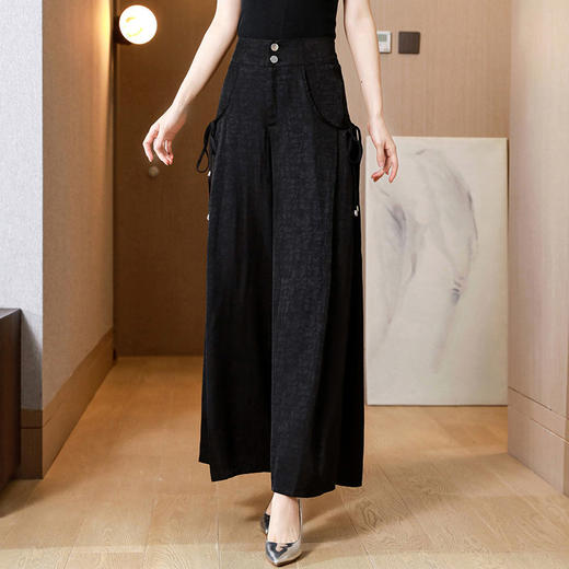 DP1035香云纱大码豹纹真丝腿裤女夏季2022新款宽松高腰时尚休闲长裤子 商品图4