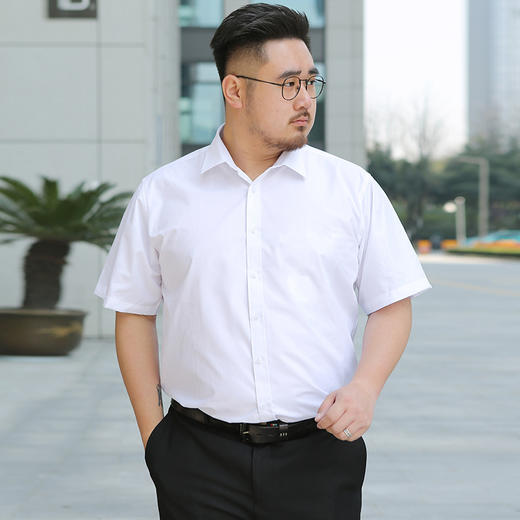寒冰紫雨 Xs 8xl 免烫加肥加大码男装90 300斤可穿白衬衫男半袖夏季潮男士衬衣短袖上衣服男生寸衫修身小衫