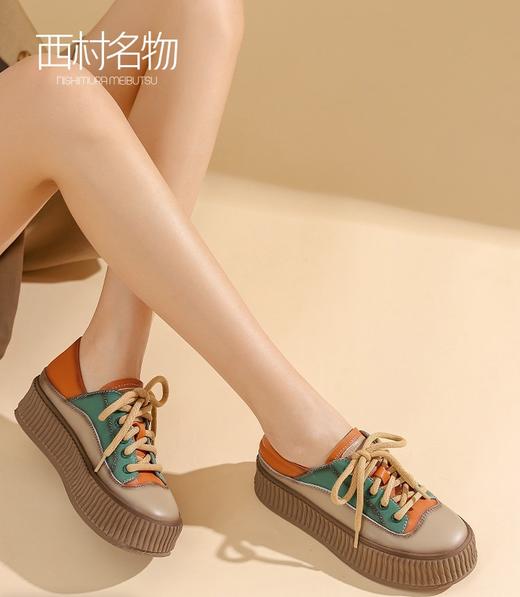 西村名物增高饼干鞋女夏季2022新款休闲板鞋复古拼色女鞋10671 商品图1