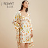金三塔100%桑蚕丝舒适凉感女士真丝印花拼刺绣蕾丝睡袍家居服新品 YSFCC102 商品缩略图1