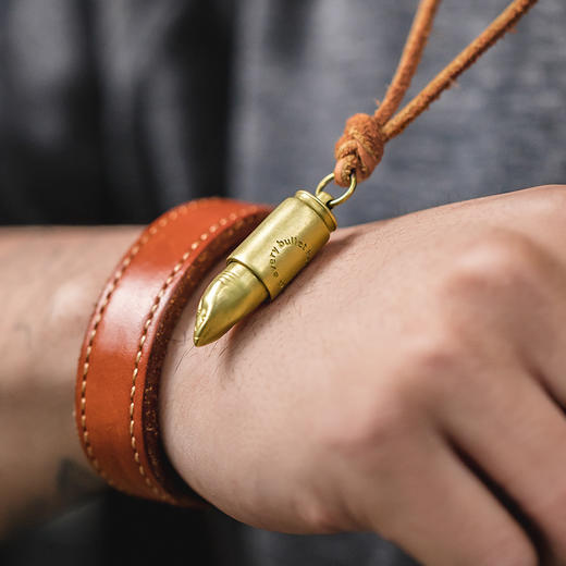 工装优选 复古黄铜鲨鱼子弹头项链吊坠可拆卸刻字挂饰纪念品霸气男 商品图0