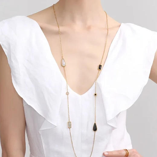 天然墨翡翠白翡翠长项链 Tracey Chen 商品图1