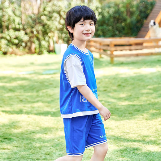 【假两件套装】【120-160】中大童男童夏款时尚运动套装俞兆林95%棉5%氨纶 商品图3