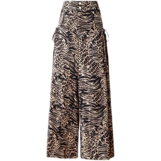 DP1035香云纱大码豹纹真丝腿裤女夏季2022新款宽松高腰时尚休闲长裤子 商品图7