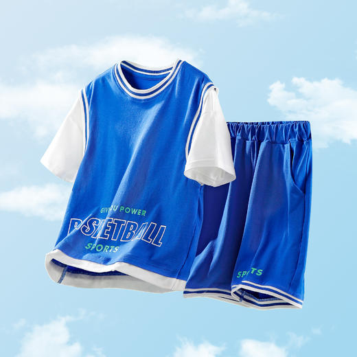 【假两件套装】【120-160】中大童男童夏款时尚运动套装俞兆林95%棉5%氨纶 商品图5