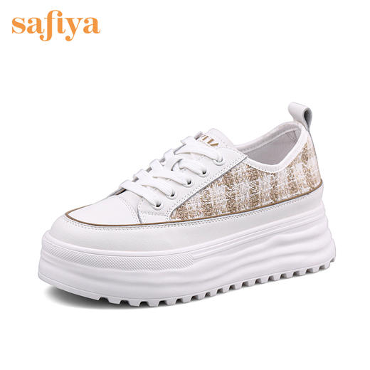 品牌定制| 索菲娅小香风花呢超轻松糕底休闲鞋2022秋新款四季小白鞋SF23112414 商品图2