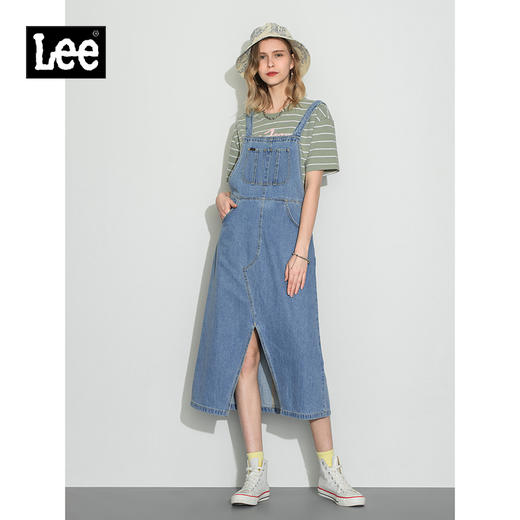 Lee商场同款22春夏新品中浅蓝色女牛仔背带裙潮LWB0024405PN-191 商品图0