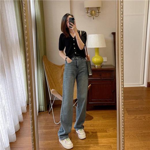 【限时折扣】法式优雅海星扣螺纹V领短袖针织开衫（黑色/白色）均码（非质量问题不退不换） 商品图6